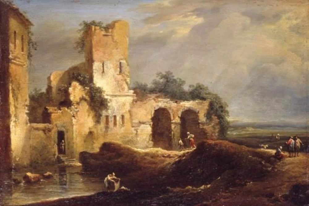 Paesaggio con rovine e lavandaia - Gemäldegalerie der Staatlichen Museen zu Berlin